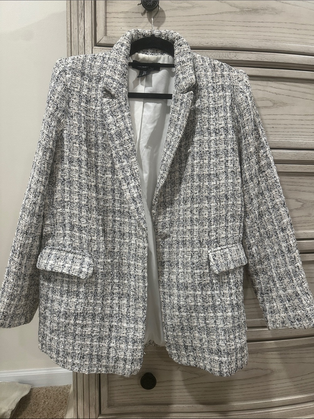 Rachel Zoe Ivory and Gray Tweed Blazer